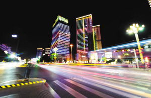 北京路沿线夜景。