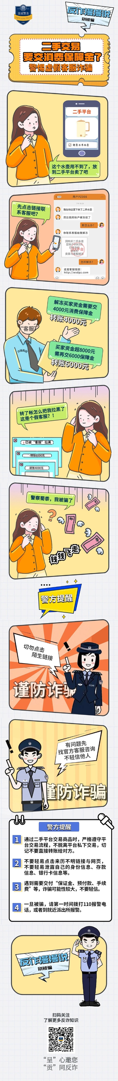 反诈漫漫说 别被骗 二手交易要交消费保障金？警惕虚假客服诈骗