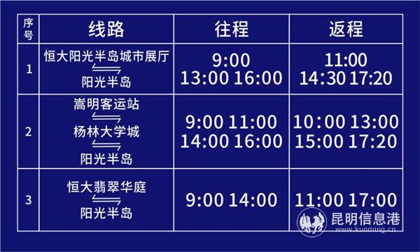 昆明恒大阳光半岛巴士表