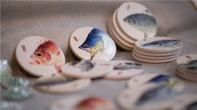 鱼拓元素文创作品