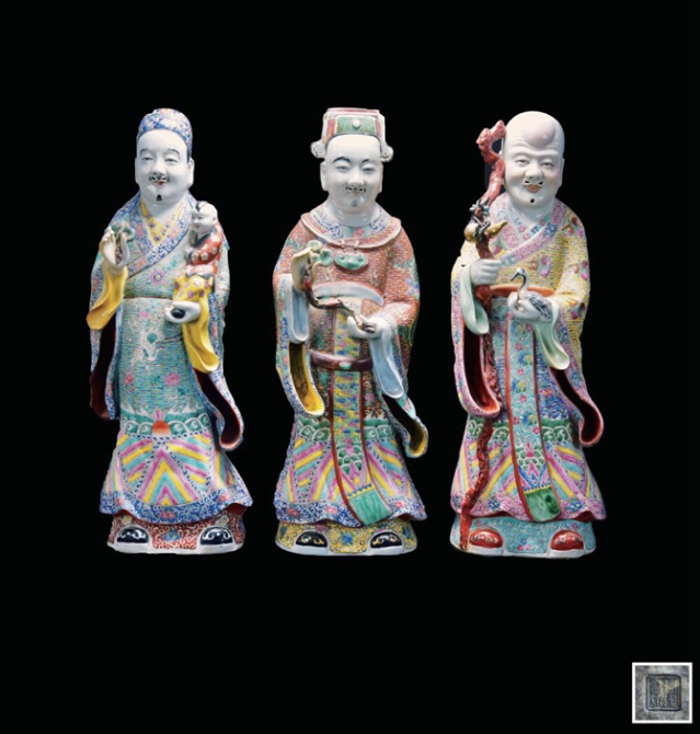 清 粉彩三星摆件