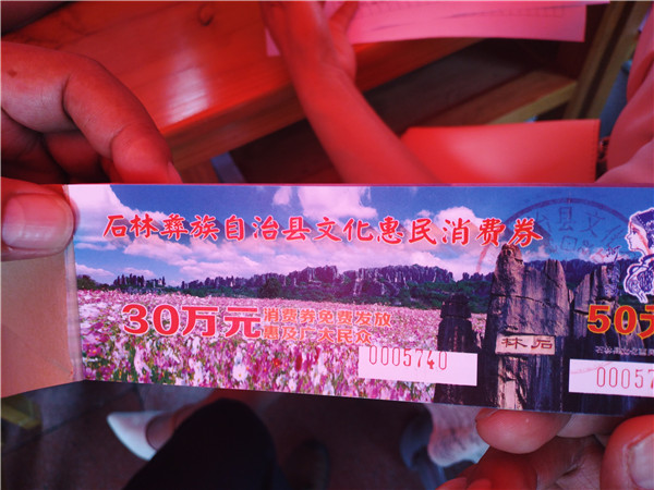 发放惠民消费购物津贴活动现场