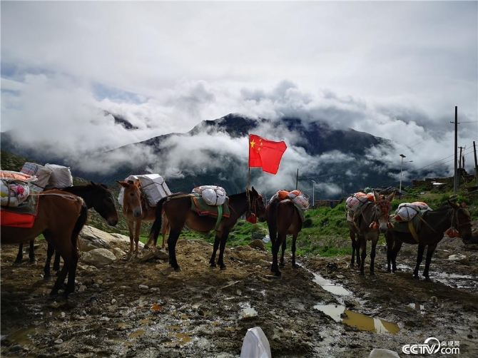尼泊尔驮队准备出发。(何川 摄)