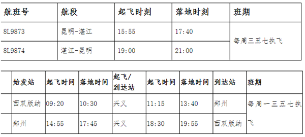 祥鹏航空11月10日新开航线信息表
