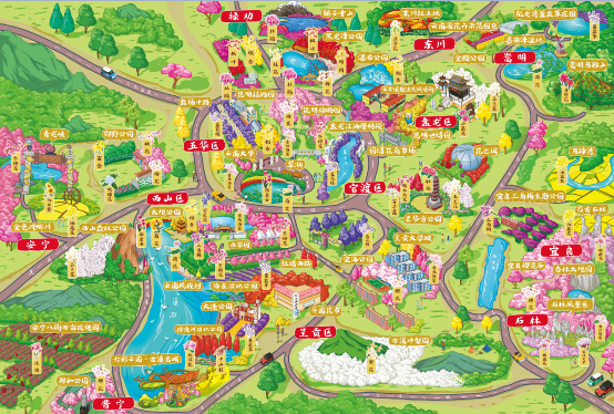 昆明赏花手绘地图芬芳“出炉”,城市文旅品牌新尝试