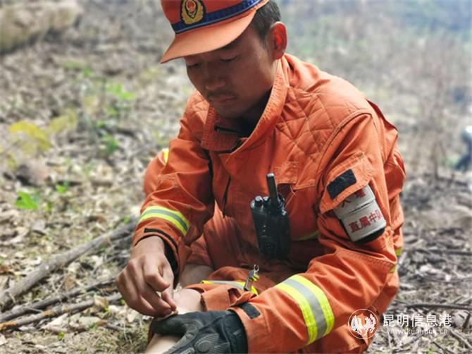 1、和涛灭火期间腿被滚石砸伤仍然坚持冲在第一线