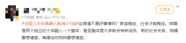 上半年全国离婚人数减少五成