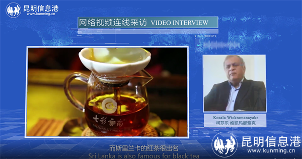 图片 4  “外国人看自贸”系列访谈节目以云访谈形式采访斯里兰卡国际商会会长柯莎乐·维凯玛娜雅克。访谈视频截图