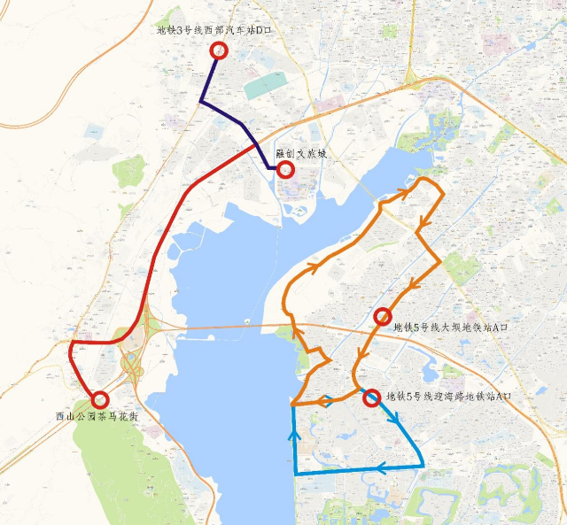 4条观鸥免费公交专线线路走向图.png