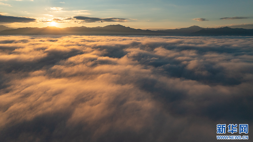 日出时分，阳光照耀云海（12月23日摄）。新华网发（刘东 摄）