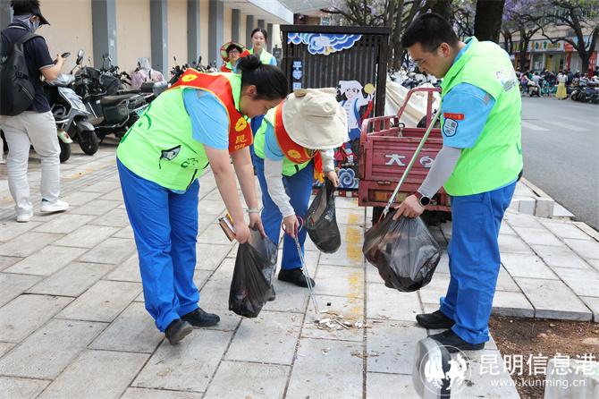 志愿者在蓝花楹街道捡拾垃圾 (3)