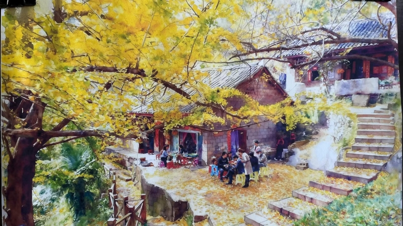 陈薇佳 《金叶满庭，古舍闲情》